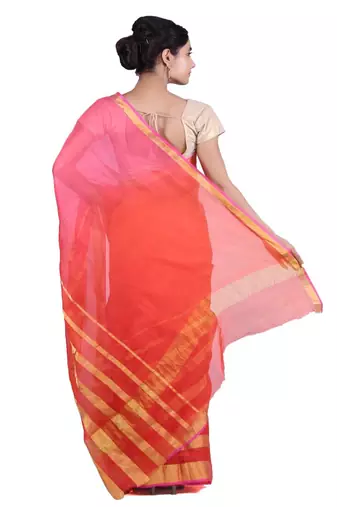   Red Kota Silk Saree With Zari Border