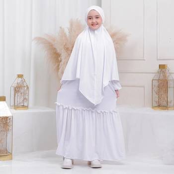 Modest City Kids Abaya White Crepe Set 1