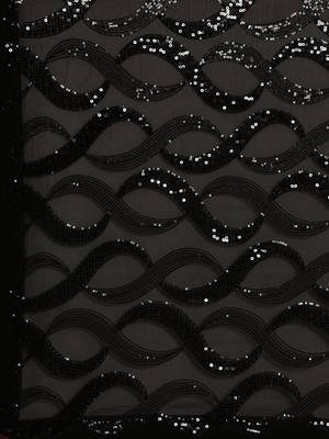 Black Georgette Sequence Saree With Unstitched Blouse Piece 4