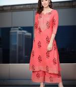 Coral Printed Cotton Kurta Set