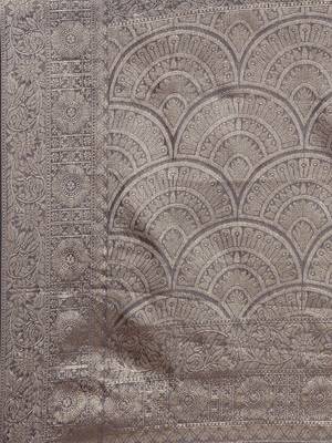 Navy Blue Organza Faux Kanjeevaram Woven Saree With Unstitched Blouse Piece 4