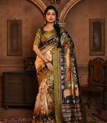 MEHNDI BEAUTIFUL LINEN COTTAN PRETTY SAREE