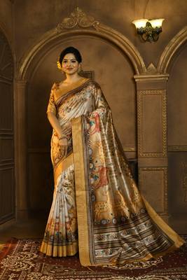 YELLOW BEAUTIFUL LINEN COTTAN PRETTY SAREE 1