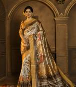 YELLOW BEAUTIFUL LINEN COTTAN PRETTY SAREE