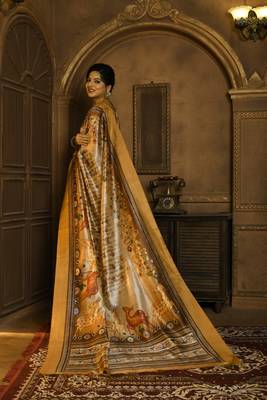 YELLOW BEAUTIFUL LINEN COTTAN PRETTY SAREE 2