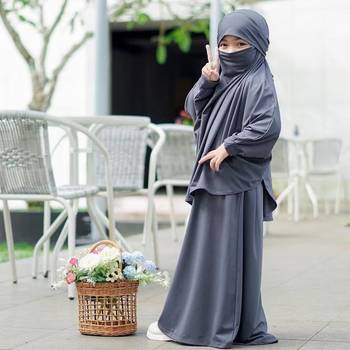 modest city kids grey crepe jilbab abaya 1