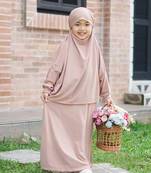 Cream Crepe Two piece Jilbab For Kids