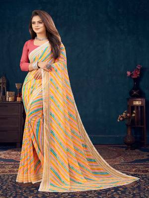 Yellow Color Georgette Saree And Blouse Material 1