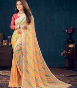Yellow Color Georgette Saree And Blouse Material