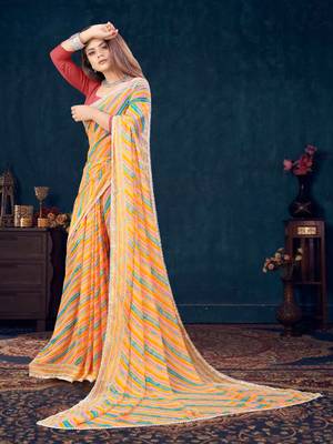 Yellow Color Georgette Saree And Blouse Material 2