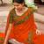 Orange Moti Work Floral Print Georgette Saree And Blouse Piece