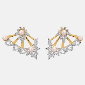 Women gold-plated cz stone-studded handcrafted stud 1