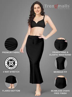 Trendmalls Black Lycra Spandex Skirt Saree Shapewear Petticoat for Women 3