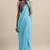 Geroo Jaipur Sky Blue Hand-Dyed Chiffon Saree With Hand Block Printed Blouse