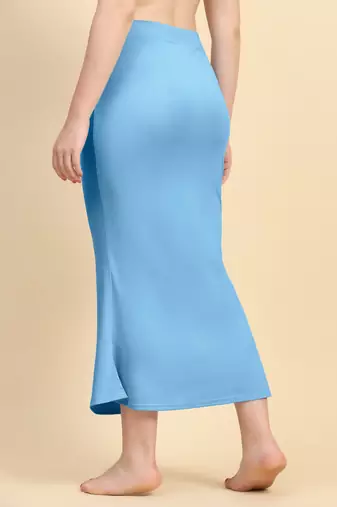 Trendmalls Sky Blue Cotton Saree Shapewear