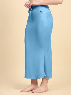 Trendmalls Sky Blue Cotton Saree Shapewear 3