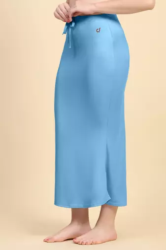 Trendmalls Sky Blue Cotton Saree Shapewear