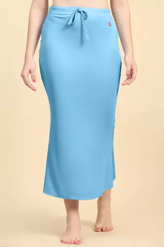 Trendmalls Sky Blue Cotton Saree Shapewear
