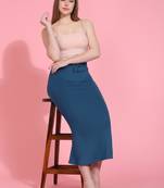 Blue Lycra Spandex Saree Shapewear Skirt Petticoat for Women