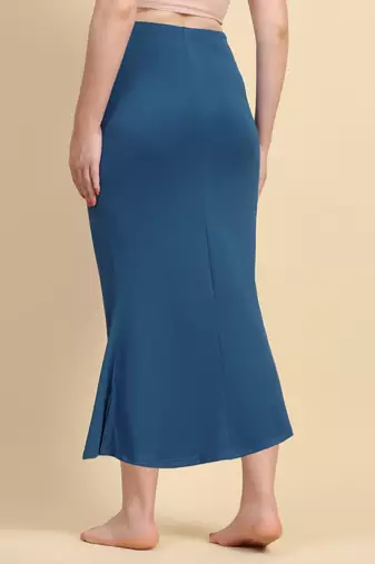 Trendmalls Blue Lycra Spandex Saree Shapewear Skirt Petticoat for Women