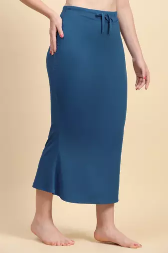 Trendmalls Blue Lycra Spandex Saree Shapewear Skirt Petticoat for Women