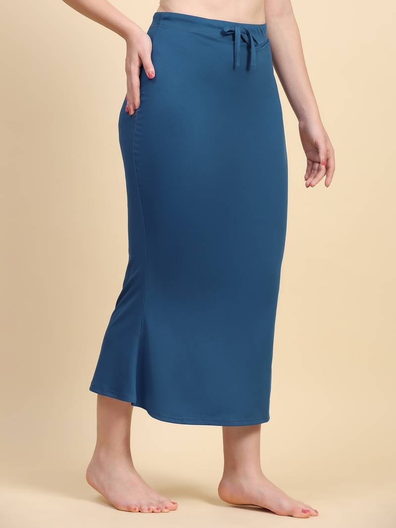 Blue Lycra Spandex Saree Shapewear Skirt Petticoat for Women