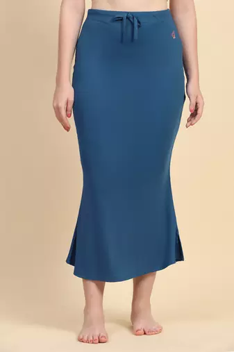 Trendmalls Blue Lycra Spandex Saree Shapewear Skirt Petticoat for Women