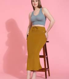 Mustard Lycra Spandex Saree Shapewear Skirt Petticoat for Women