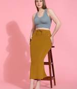 Mustard Lycra Spandex Saree Shapewear Skirt Petticoat for Women