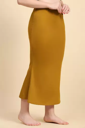 Trendmalls Mustard Lycra Spandex Saree Shapewear Skirt Petticoat for Women