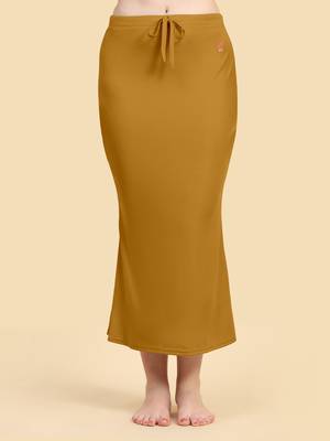 Trendmalls Mustard Lycra Spandex Saree Shapewear Skirt Petticoat for Women 4