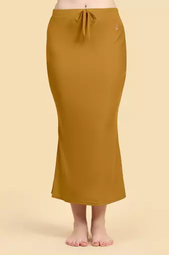 Trendmalls Mustard Lycra Spandex Saree Shapewear Skirt Petticoat for Women