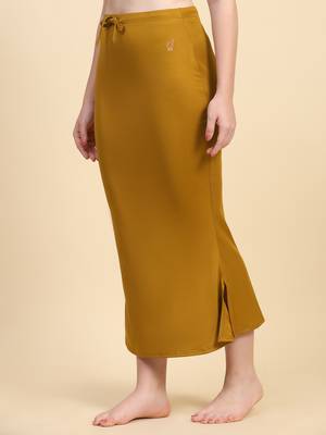 Trendmalls Mustard Lycra Spandex Saree Shapewear Skirt Petticoat for Women 5