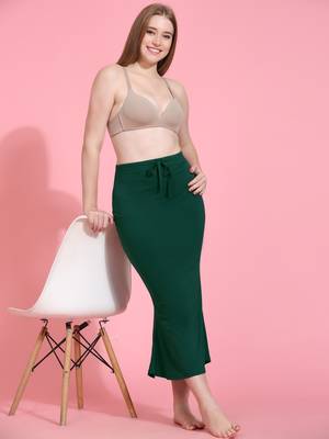 Trendmalls Green Plain Cotton Soft Saree Shape wear Petticoat for Women 1