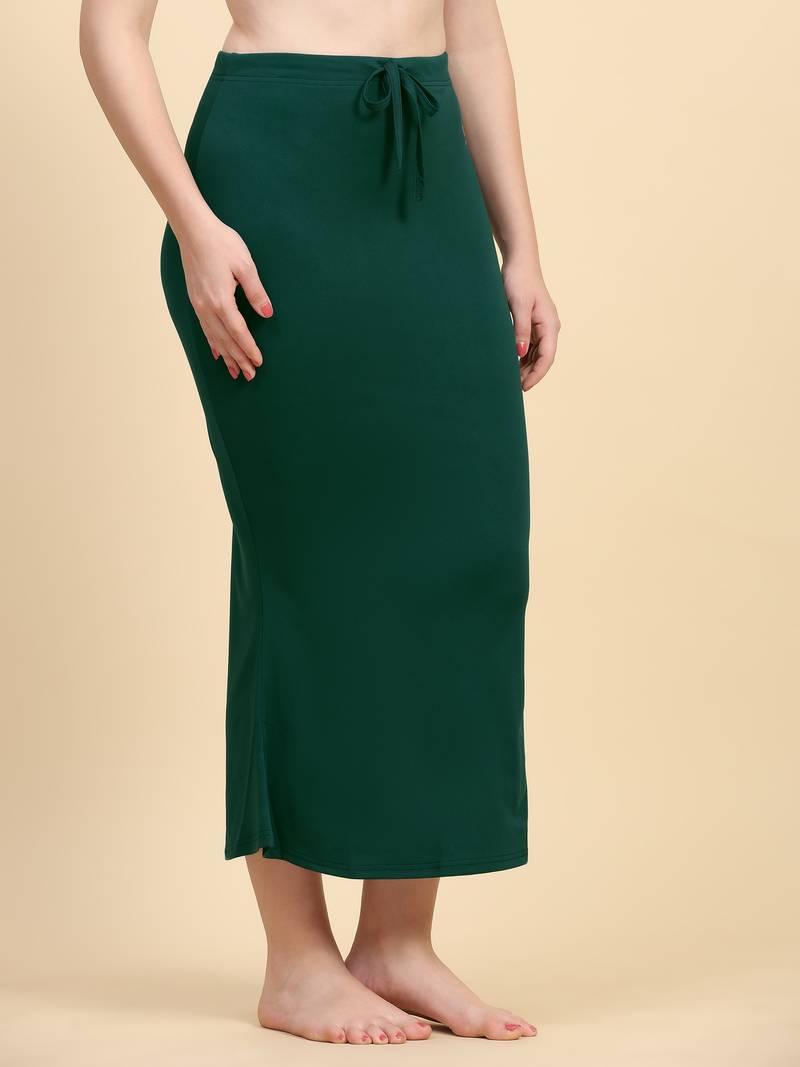 Green Plain Cotton Soft Saree Shape wear Petticoat for Women