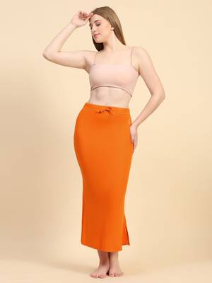 Trendmalls Orange Lycra Spandex Saree Shapewear Skirt Petticoat for Women 2