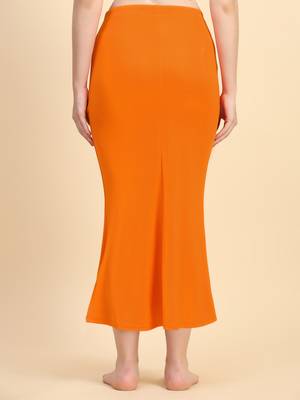 Trendmalls Orange Lycra Spandex Saree Shapewear Skirt Petticoat for Women 3