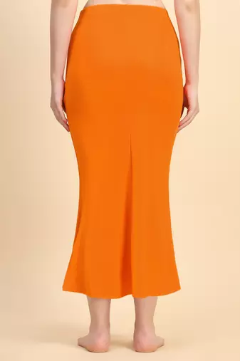 Trendmalls Orange Lycra Spandex Saree Shapewear Skirt Petticoat for Women