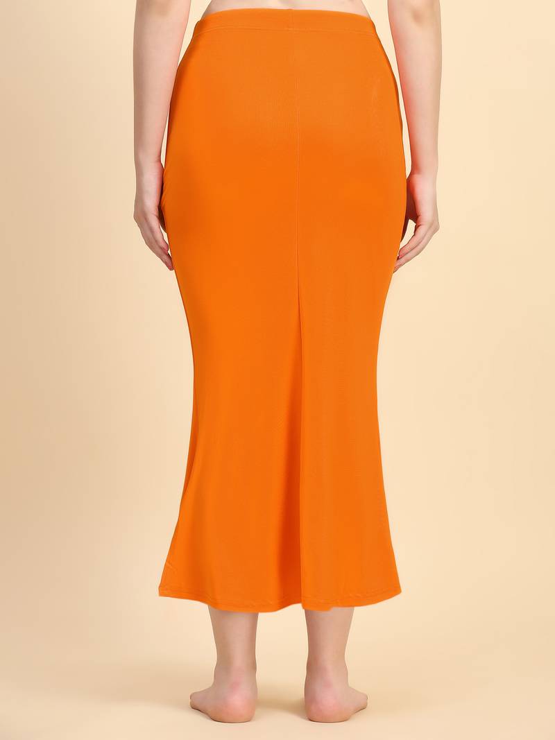 Orange Lycra Spandex Saree Shapewear Skirt Petticoat for Women