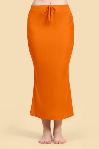 Orange Lycra Spandex Saree Shapewear Skirt Petticoat for Women
