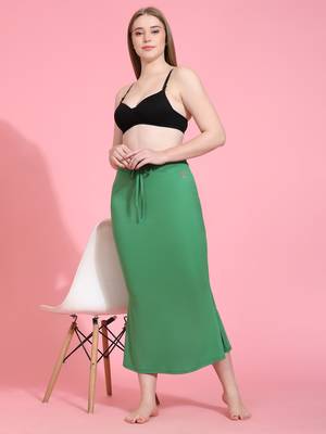 Trendmalls Green Lycra Spandex Saree Shapewear Skirt Petticoat for Women 1
