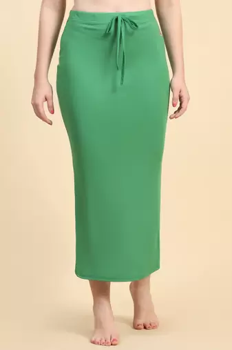 Trendmalls Green Lycra Spandex Saree Shapewear Skirt Petticoat for Women