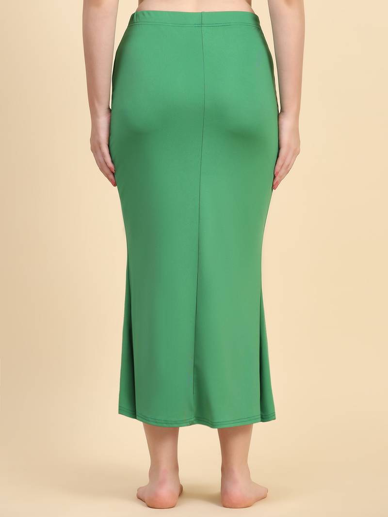 Green Lycra Spandex Saree Shapewear Skirt Petticoat for Women