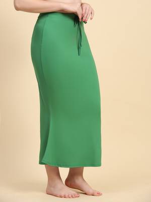 Trendmalls Green Lycra Spandex Saree Shapewear Skirt Petticoat for Women 4