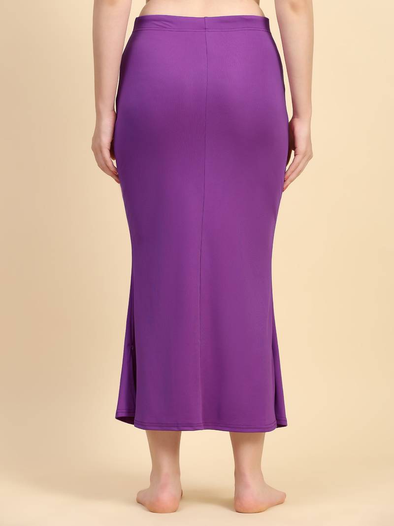 Women's Plain Purple Cotton Petticoat Skirts Saree Silhouette Shape Wear Dress
