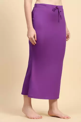 Trendmalls Women's Plain Purple Cotton Petticoat Skirts Saree Silhouette Shape Wear Dress