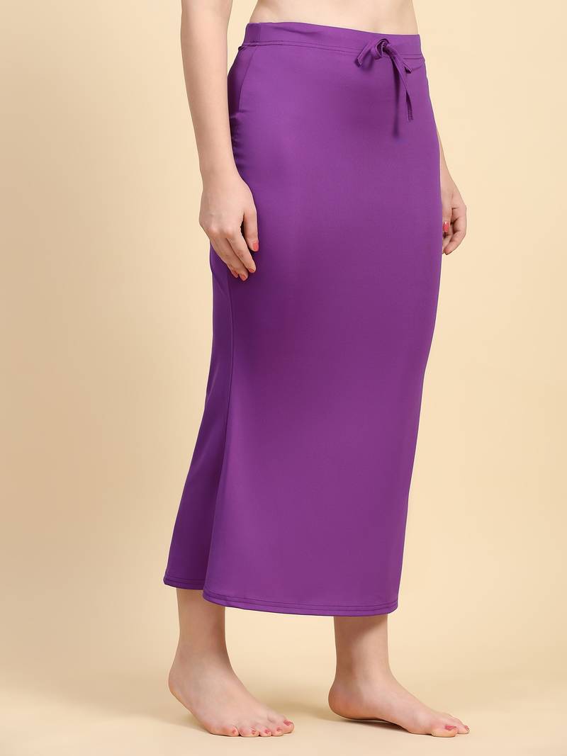 Women's Plain Purple Cotton Petticoat Skirts Saree Silhouette Shape Wear Dress