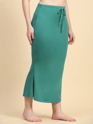 Trendmalls Green Lycra Spandex Saree Shapewear Skirt Petticoat for Women 3