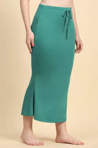 Trendmalls Green Lycra Spandex Saree Shapewear Skirt Petticoat for Women