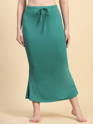 Trendmalls Green Lycra Spandex Saree Shapewear Skirt Petticoat for Women 4